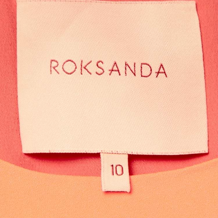 Pre Owned Roksanda Neon Orange Crepe Shoulder Cape Detail Midi Dress M