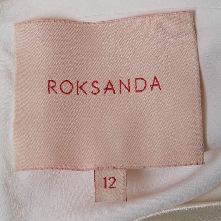 Pre Owned Roksanda Ivory Silk Draped Back Detail Oriana Maxi Dress M
