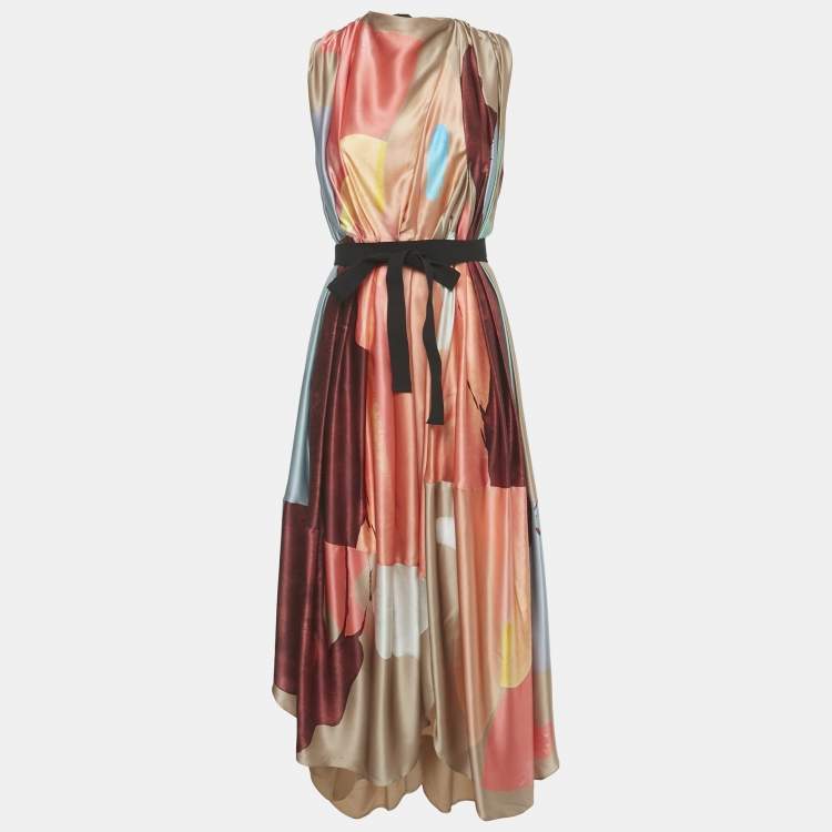 Pre Owned Roksanda Multicolor Silk Tie-up Neck Detail Aldona Midi Dress S