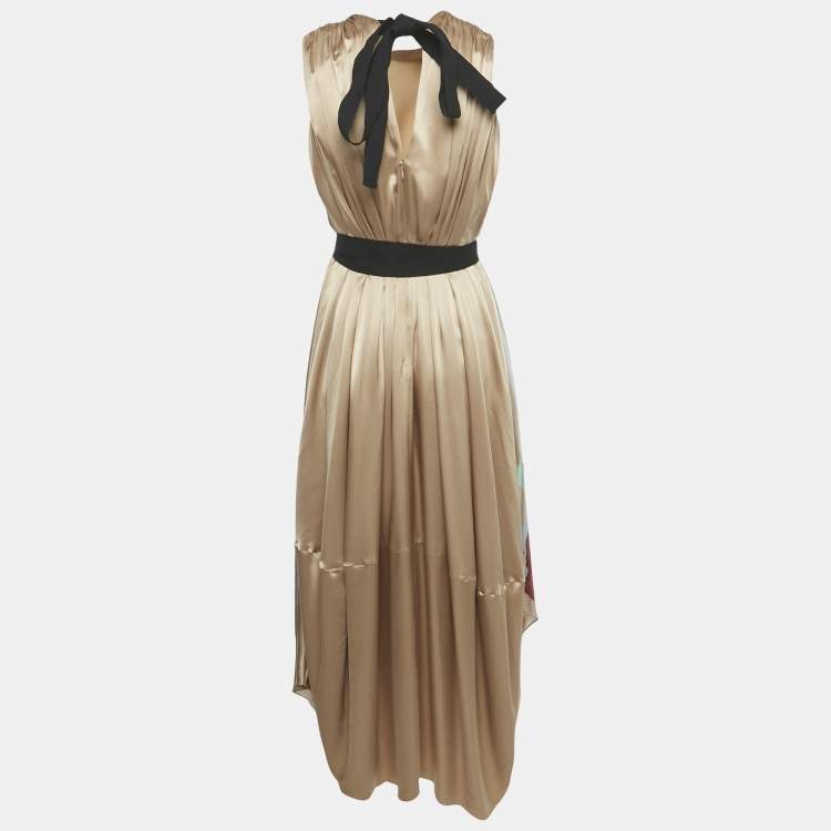 Pre Owned Roksanda Multicolor Silk Tie-up Neck Detail Aldona Midi Dress S