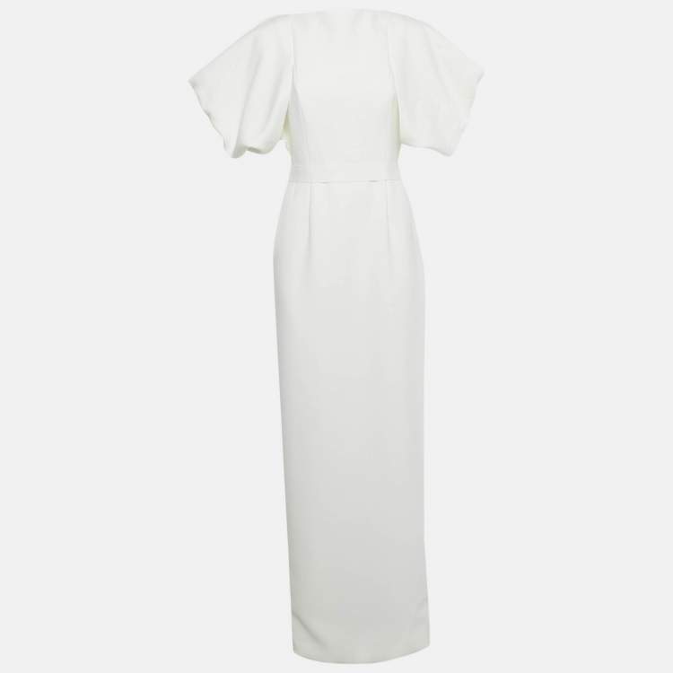 Pre Owned Roksanda White Crepe Puffed Sleeve Belted Maxi Dress M