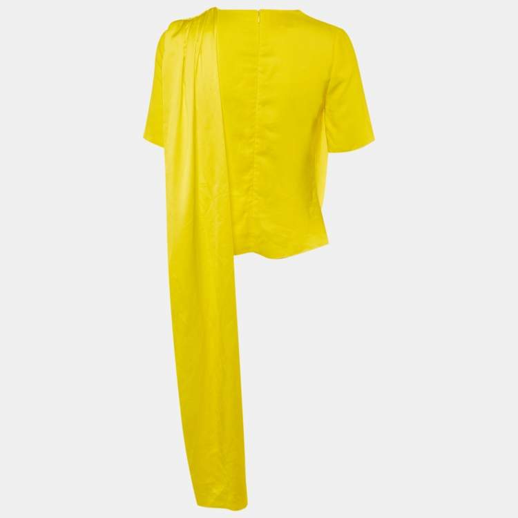 Pre Owned Roksanda Ilincic Yellow Satin Drape Top M