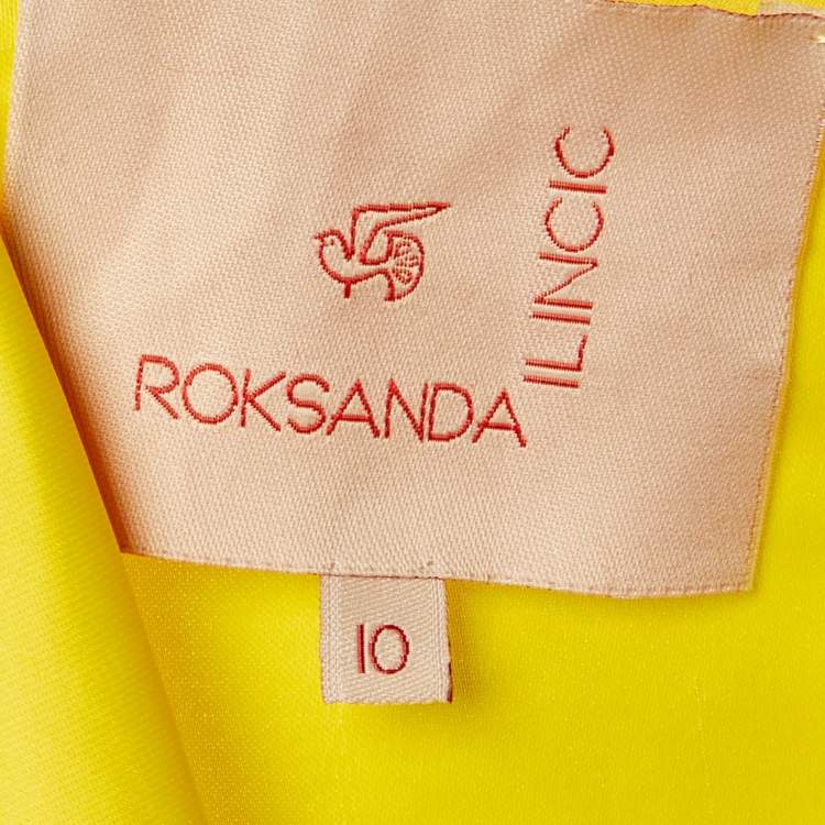 Pre Owned Roksanda Ilincic Yellow Satin Drape Top M