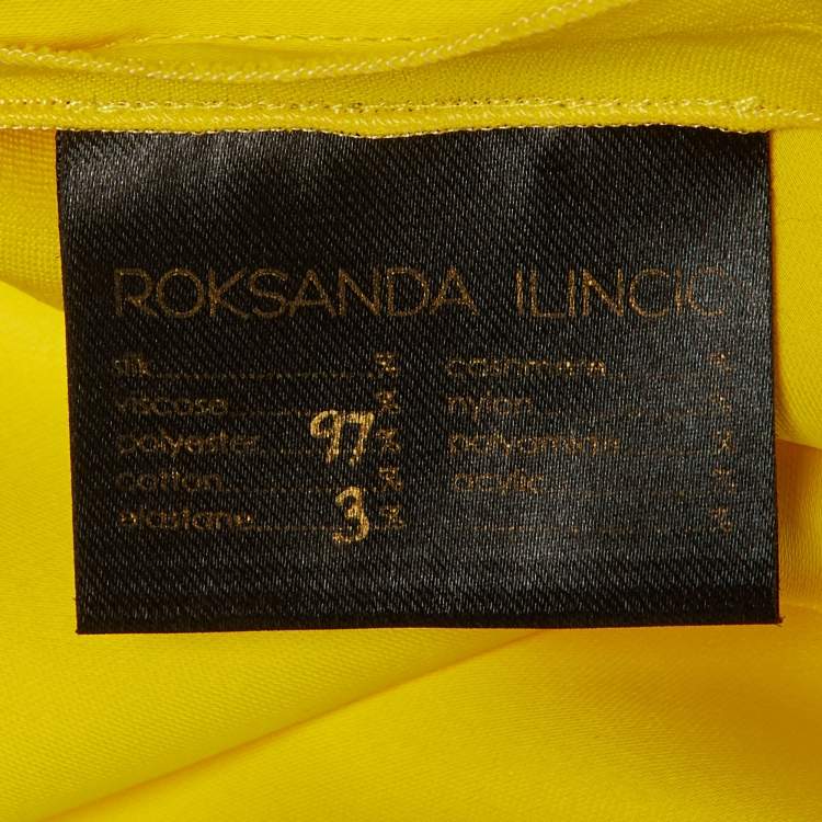 Pre Owned Roksanda Ilincic Yellow Satin Drape Top M