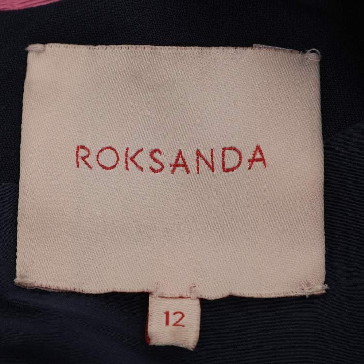 Pre Owned Roksanda Ilincic Navy Blue Stretch Cady Hadari Bell Sleeve Midi Dress M