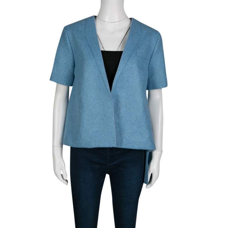 Pre Owned Roksanda Ilincic Powder Blue Felted Wool Asymmetric Delmore Jacket M
