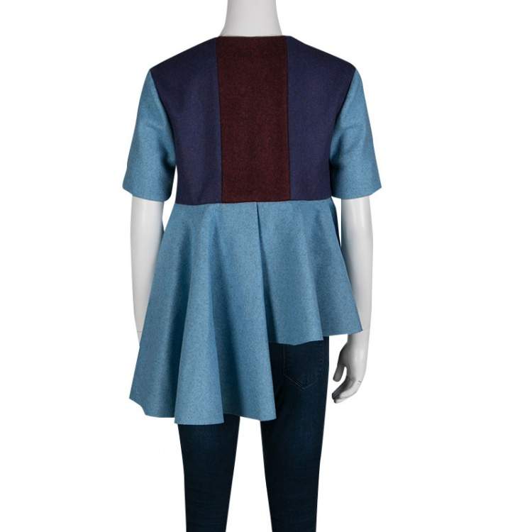 Pre Owned Roksanda Ilincic Powder Blue Felted Wool Asymmetric Delmore Jacket M