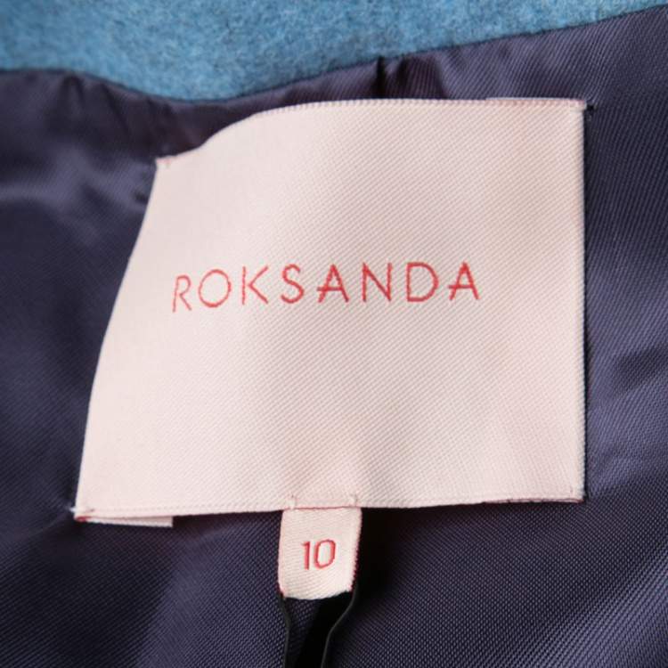 Pre Owned Roksanda Ilincic Powder Blue Felted Wool Asymmetric Delmore Jacket M