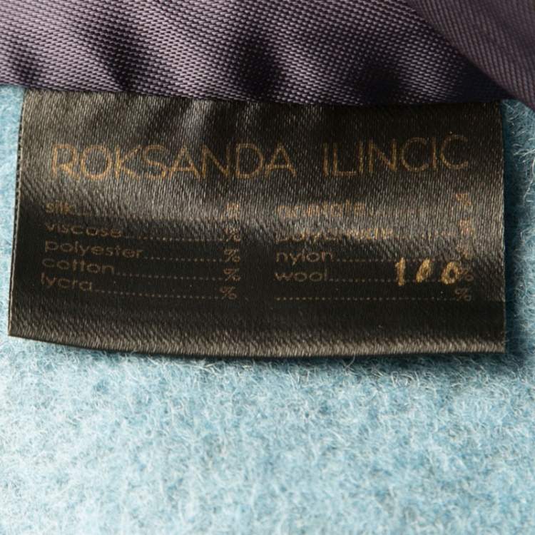 Pre Owned Roksanda Ilincic Powder Blue Felted Wool Asymmetric Delmore Jacket M