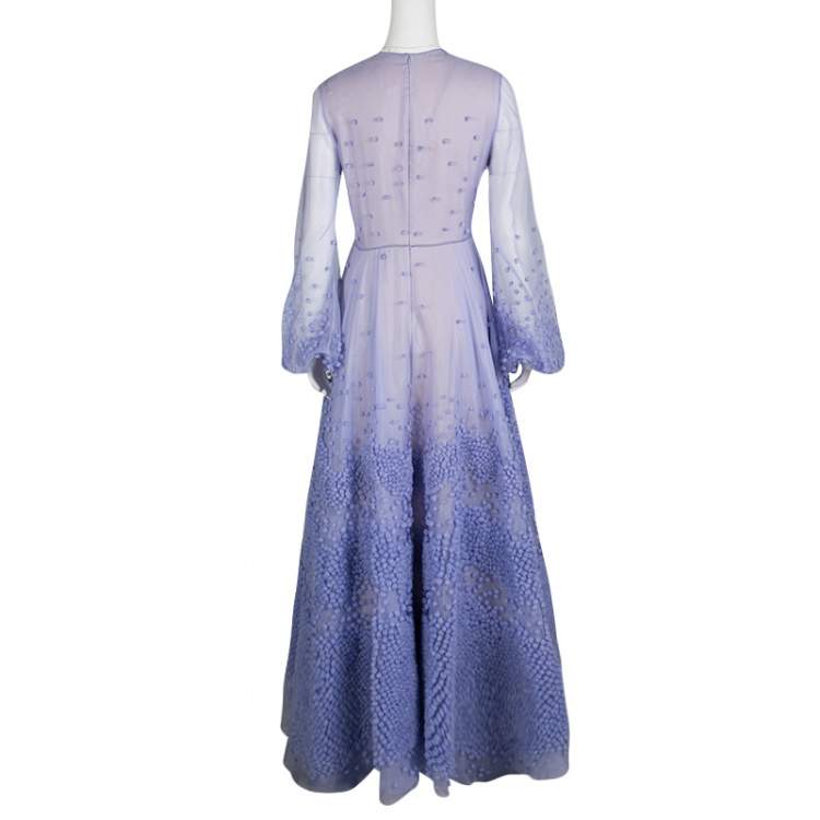 Pre Owned Roksanda Ilincic Limited Edition Lilac Silk Organza Bobble Embellished Viola Gown M