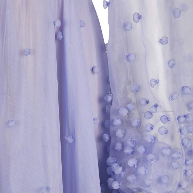 Pre Owned Roksanda Ilincic Limited Edition Lilac Silk Organza Bobble Embellished Viola Gown M