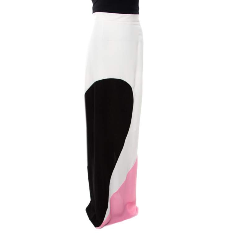 Pre Owned Roksanda Ilincic Colorblock Crepe Maxi Skirt L