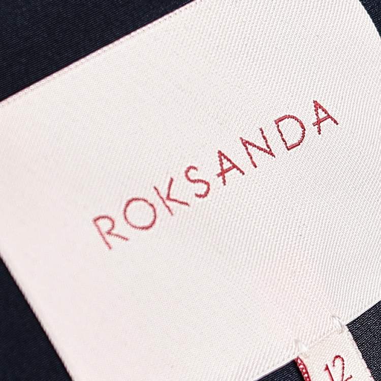 Pre Owned Roksanda Ilincic Navy Blue Wool & Embroidered Trim Langston Dress M