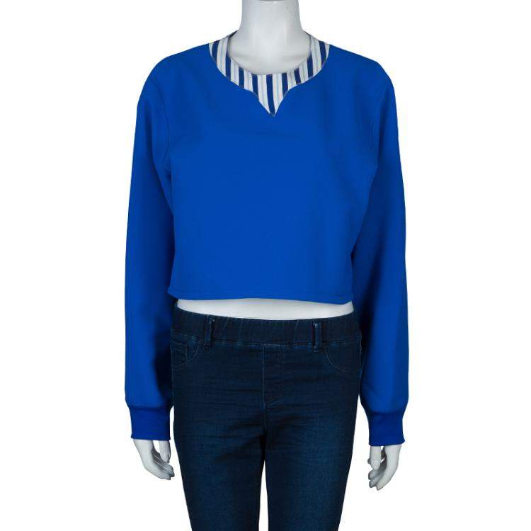 Pre Owned Roksanda Ilincic Blue Oversized Crop Top M