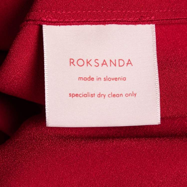 Pre Owned Roksanda Burgundy Synthetic Wave Color Block Flared Midi Dress M