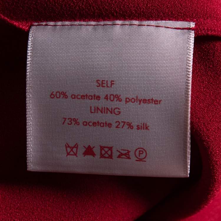 Pre Owned Roksanda Burgundy Synthetic Wave Color Block Flared Midi Dress M