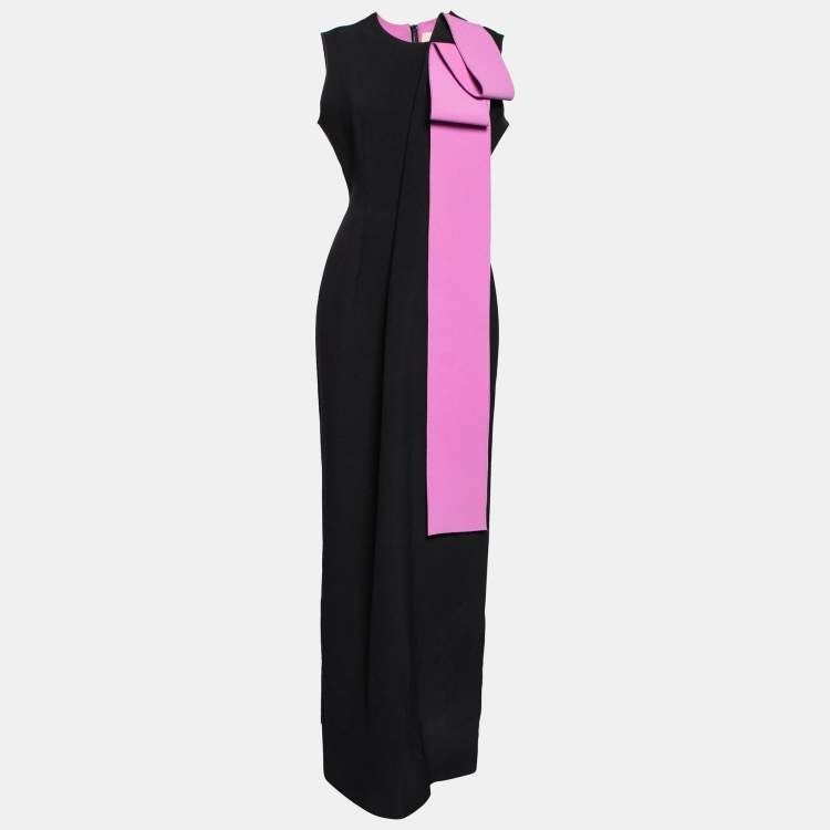 Pre Owned Roksanda Black and Pink Crepe Back Slit Detailed Sleeveless Dress M