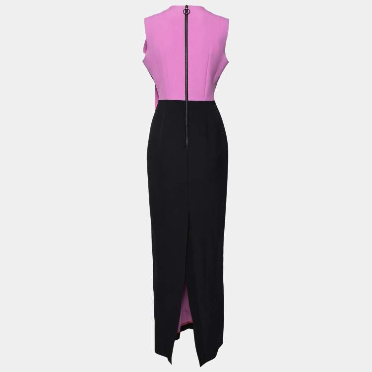 Pre Owned Roksanda Black and Pink Crepe Back Slit Detailed Sleeveless Dress M
