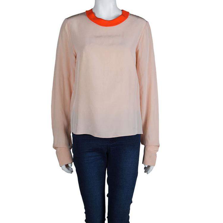 Pre Owned Roksanda Ilincic Light Pink and Neon Detail Blouse M