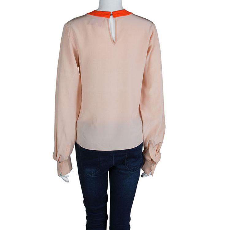 Pre Owned Roksanda Ilincic Light Pink and Neon Detail Blouse M