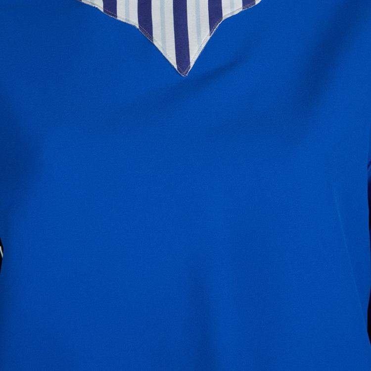 Pre Owned Roksanda Ilincic Blue Oversized Long Sleeve Crop Top M