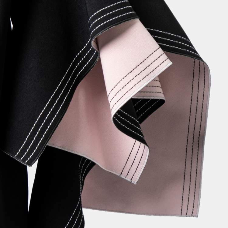 Pre Owned Roksanda Ilincic Black Crepe Asymmetric Sleeve Detail Blouse L