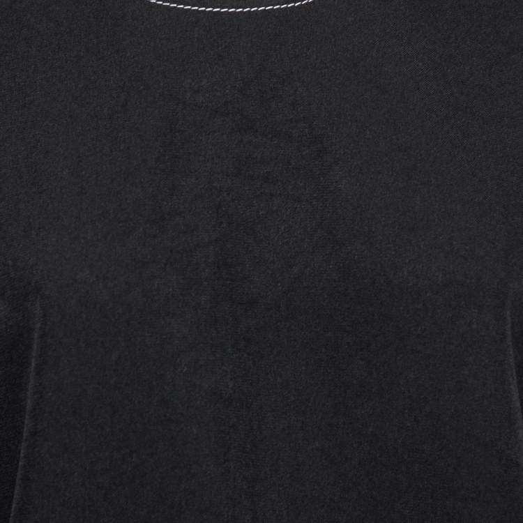 Pre Owned Roksanda Ilincic Black Crepe Asymmetric Sleeve Detail Blouse L
