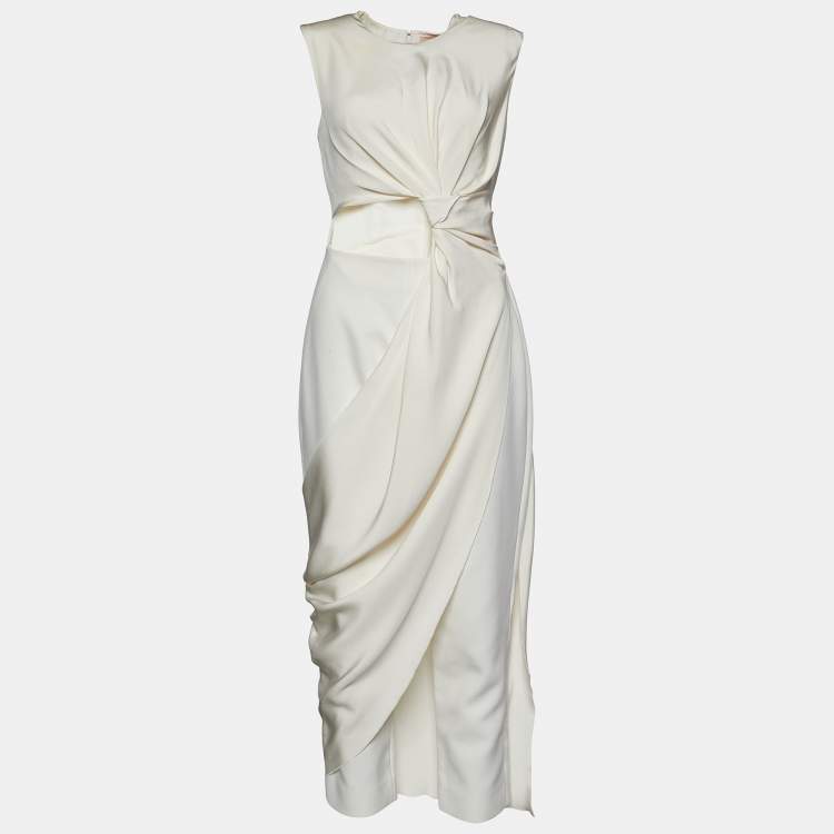 Pre Owned Roksanda Ilincic Ivory Crepe Cut-Out Thurloe Draped Jumpsuit M