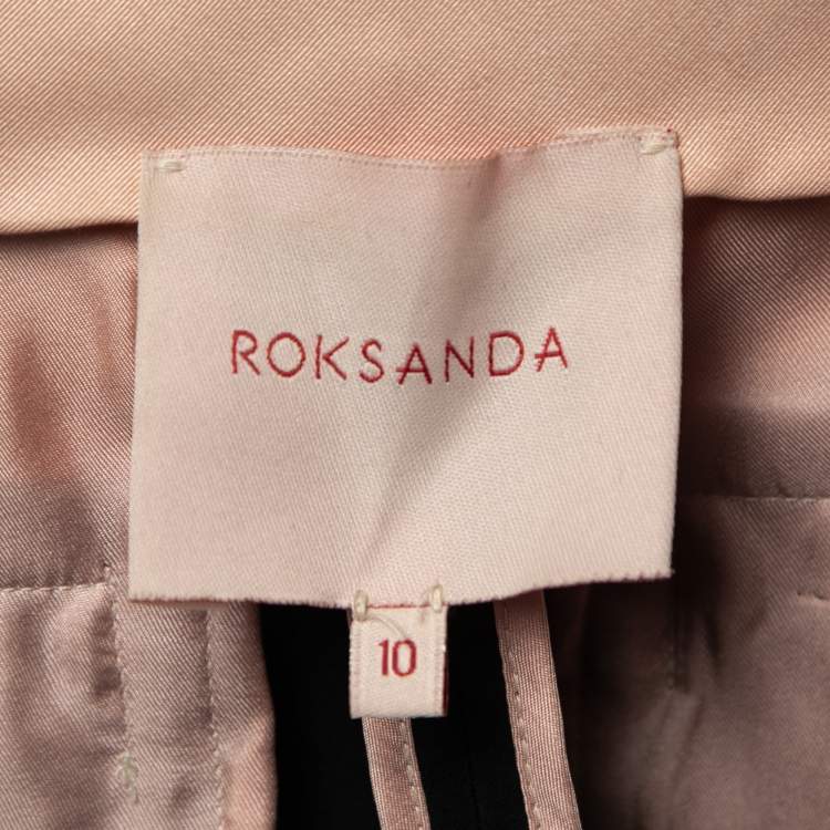 Pre Owned Roksanda Black Wool Side Stripe Wide-Leg Pants M