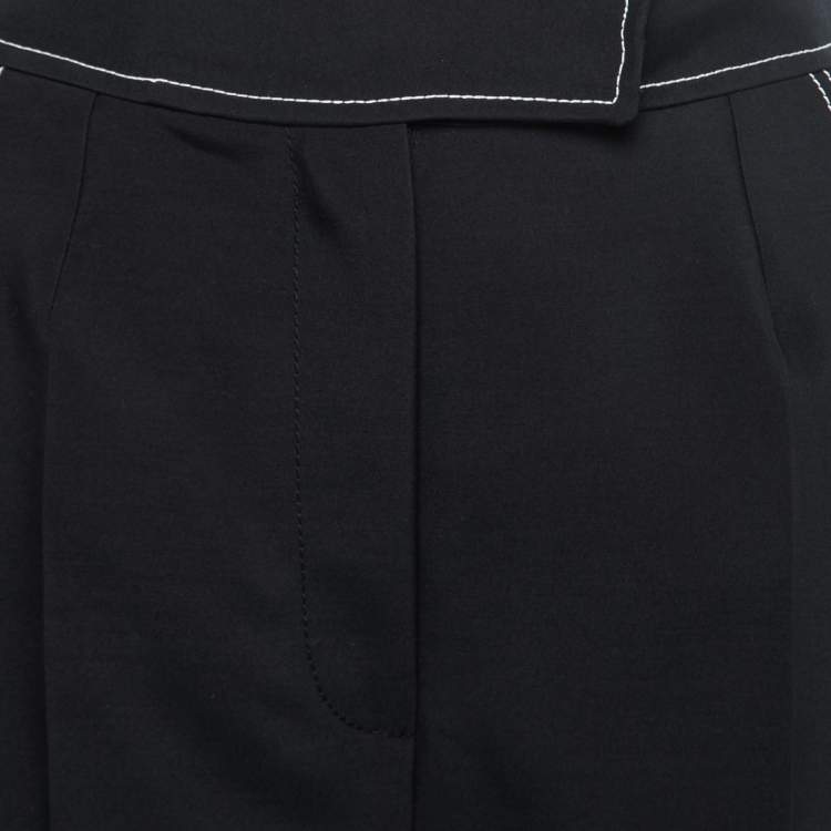 Pre Owned Roksanda Black Wool Side Stripe Wide-Leg Pants M