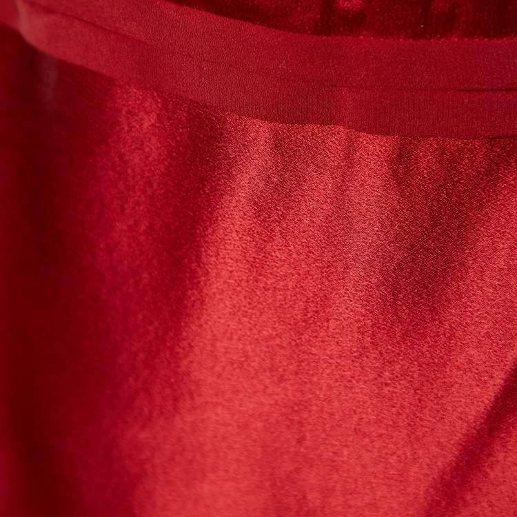 Pre Owned Roksanda Red Silk Satin Asymmetric Hem Sleeveless Top L