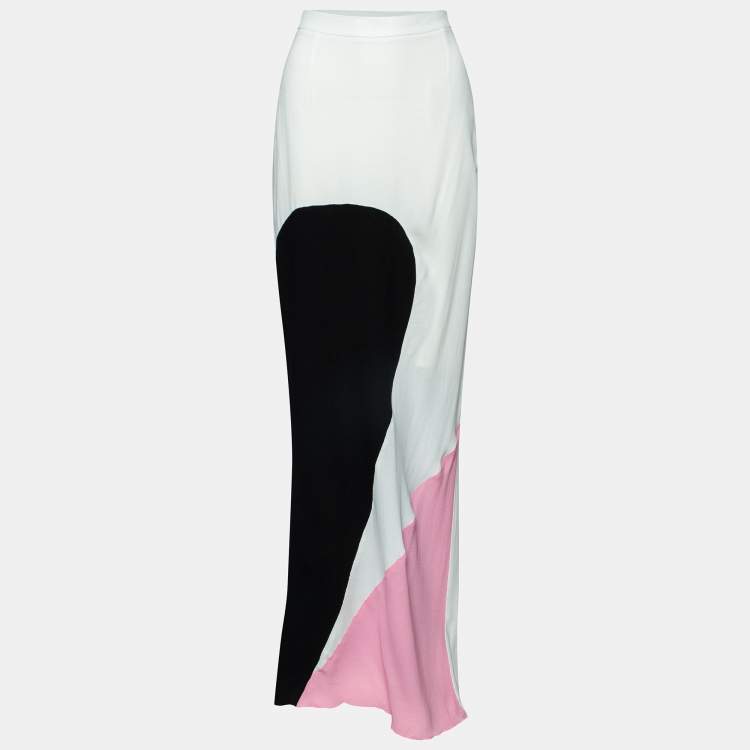 Pre Owned Roksanda Ilincic Colorblock Crepe Maxi Skirt M