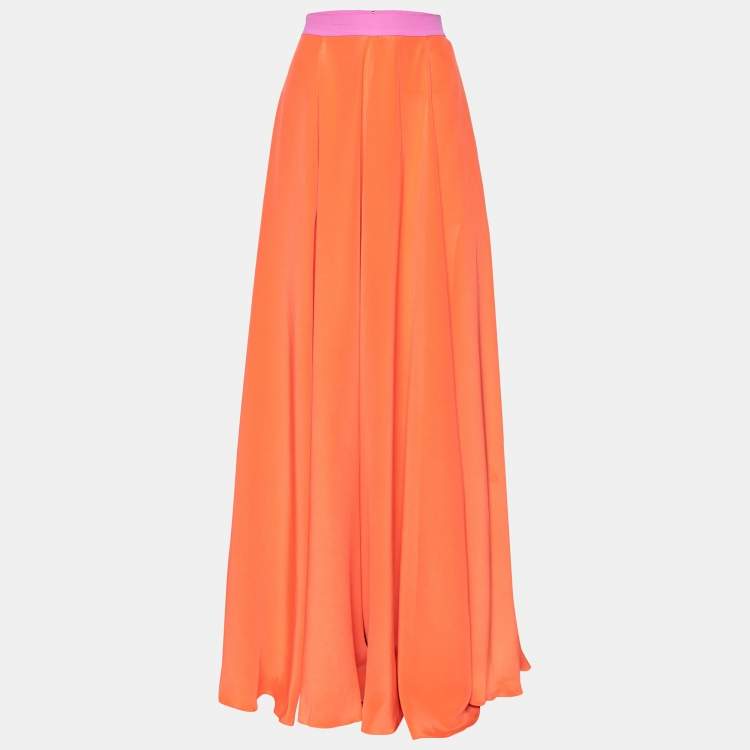 Orange satin maxi outlet skirt