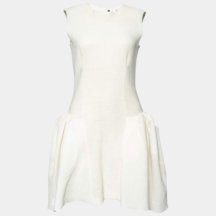 Pre Owned Roksanda Ilincic Off White Stretch Knit Draped Waist Sleeveless Midi Dress M