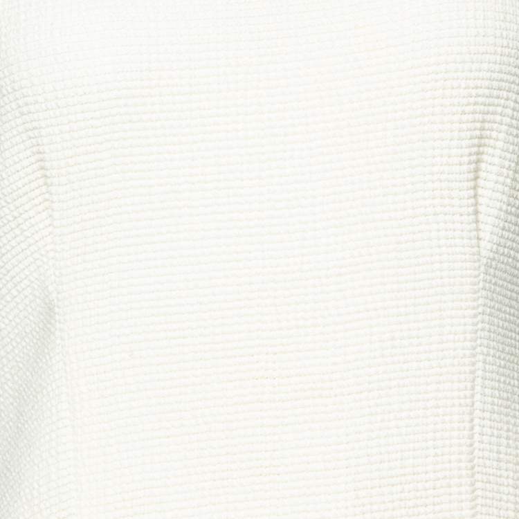 Pre Owned Roksanda Ilincic Off White Stretch Knit Draped Waist Sleeveless Midi Dress M