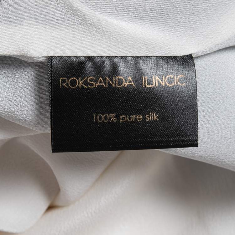 Pre Owned Roksanda Ilincic Navy Blue Colorblock Silk Maxi Skirt L