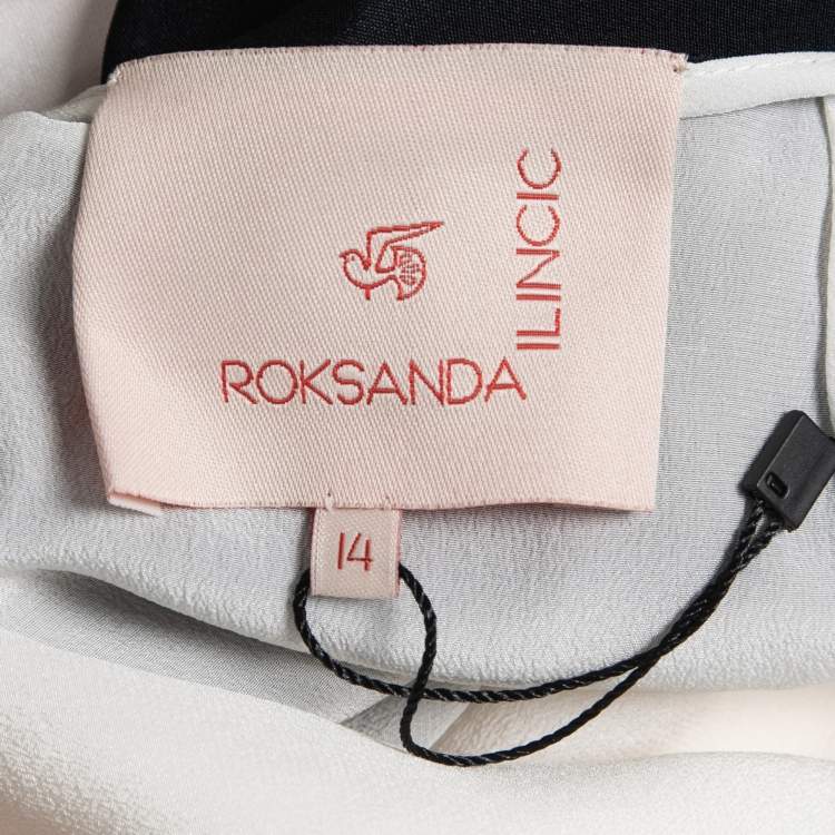 Pre Owned Roksanda Ilincic Navy Blue Colorblock Silk Maxi Skirt L
