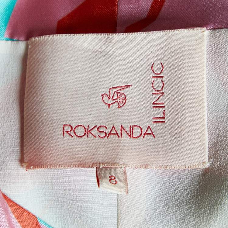 Pre Owned Roksanda Ilincic Red Floral printed Silk Sleeveless Peplum Top S