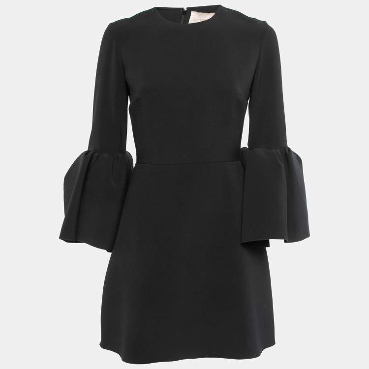 Pre Owned Roksanda Ilincic Black Crepe Gathered Bell Sleeve Short Dress S