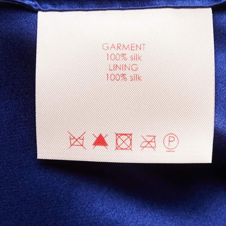 Pre Owned Roksanda Blue Embroidered Silk Asymmetric Flared Full Sleeve Gown S