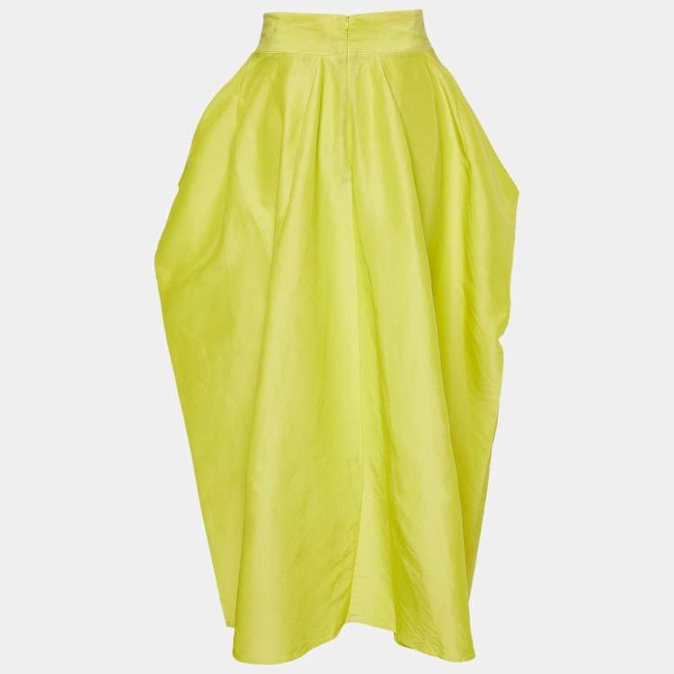 Pre Owned Roksanda Ilincic Yellow Cotton & Silk Draped Maxi Skirt M