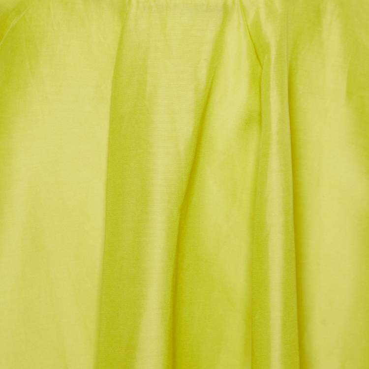 Pre Owned Roksanda Ilincic Yellow Cotton & Silk Draped Maxi Skirt M