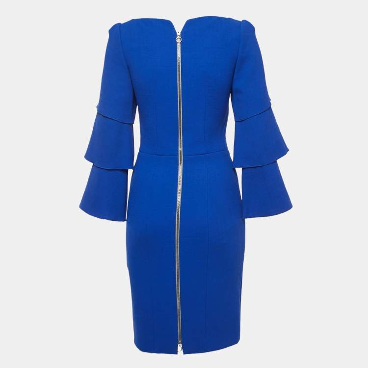 Roksanda Ilincic Blue Crepe Bell Sleeve Midi Dress S Roksanda