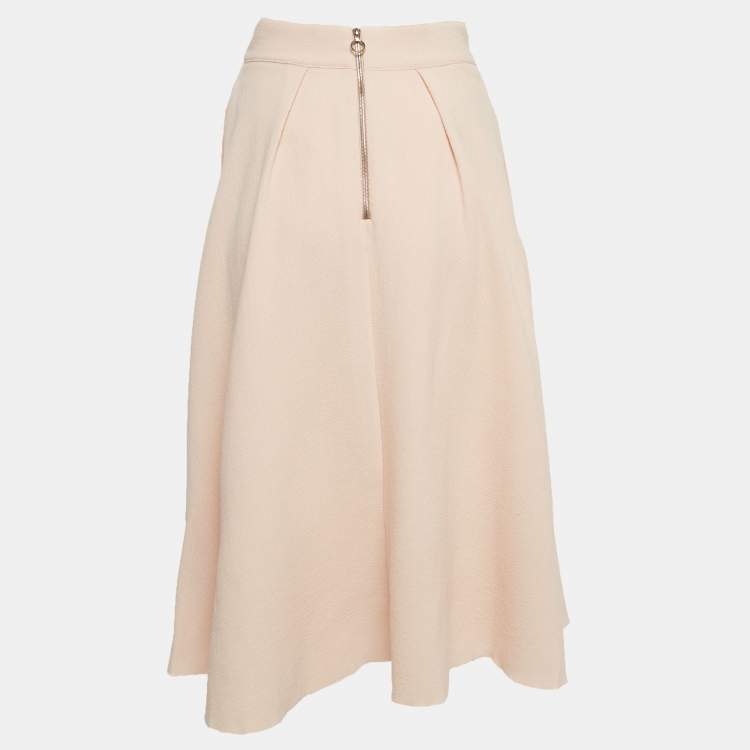 Pre Owned Roksanda Ilincic Pink Contrast Trim Crepe Pleated Midi Skirt S