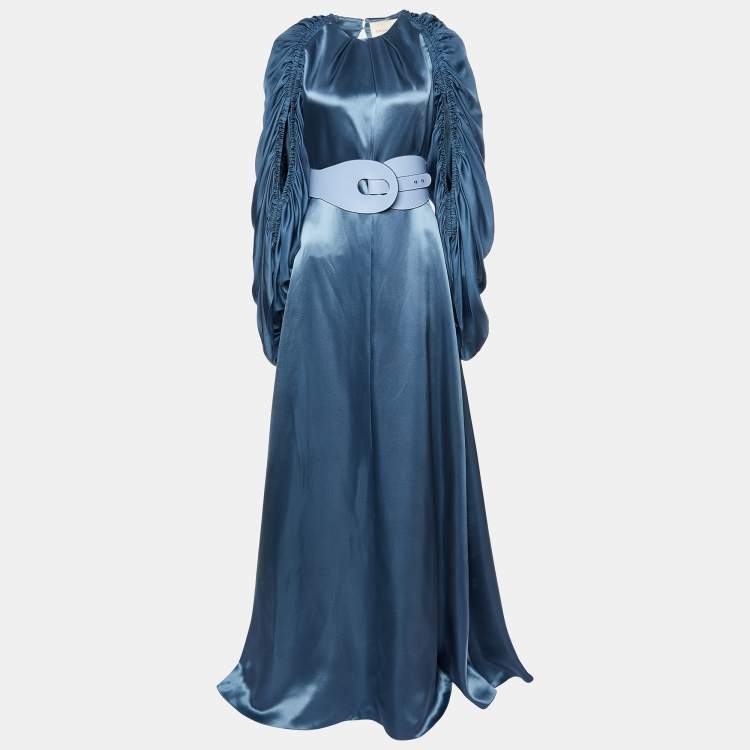 Pre Owned Roksanda Ilincic Blue Silk Satin Zariah Open Back Gown M