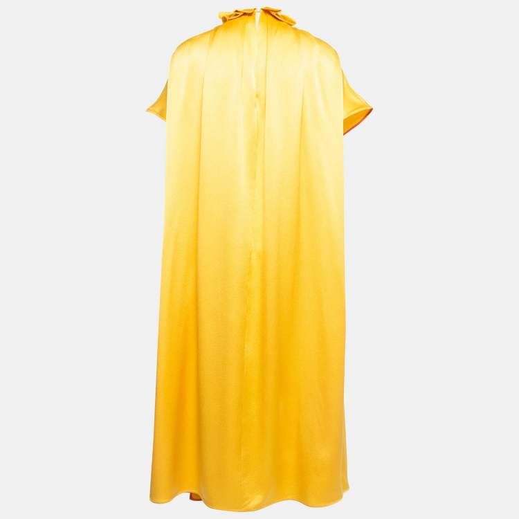Pre Owned Roksanda Yellow Silk Ruffled Midi Dress M