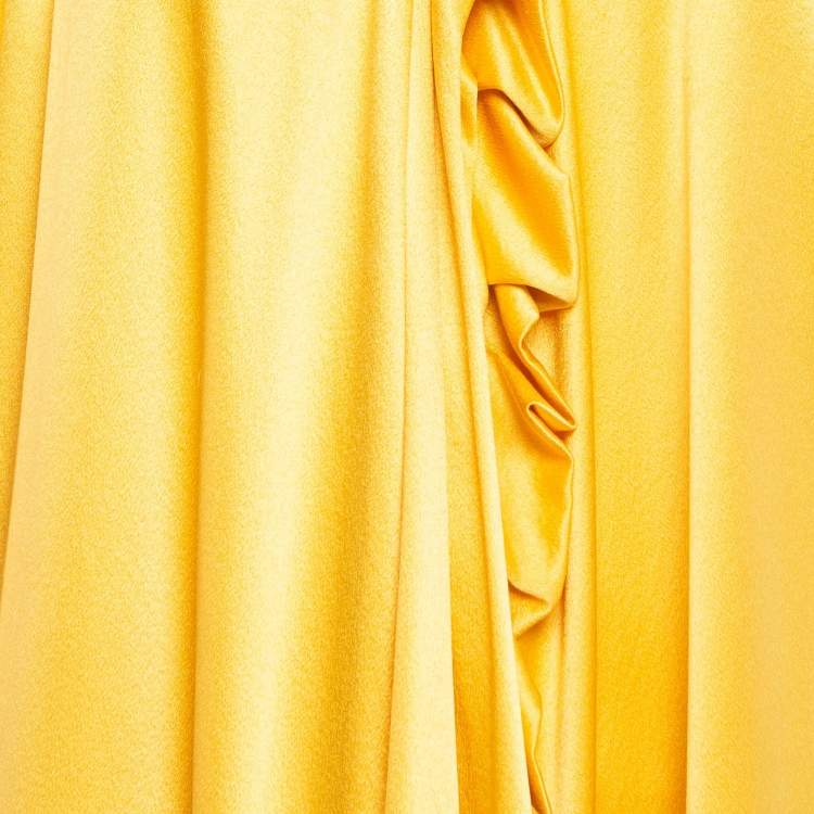 Pre Owned Roksanda Yellow Silk Ruffled Midi Dress M