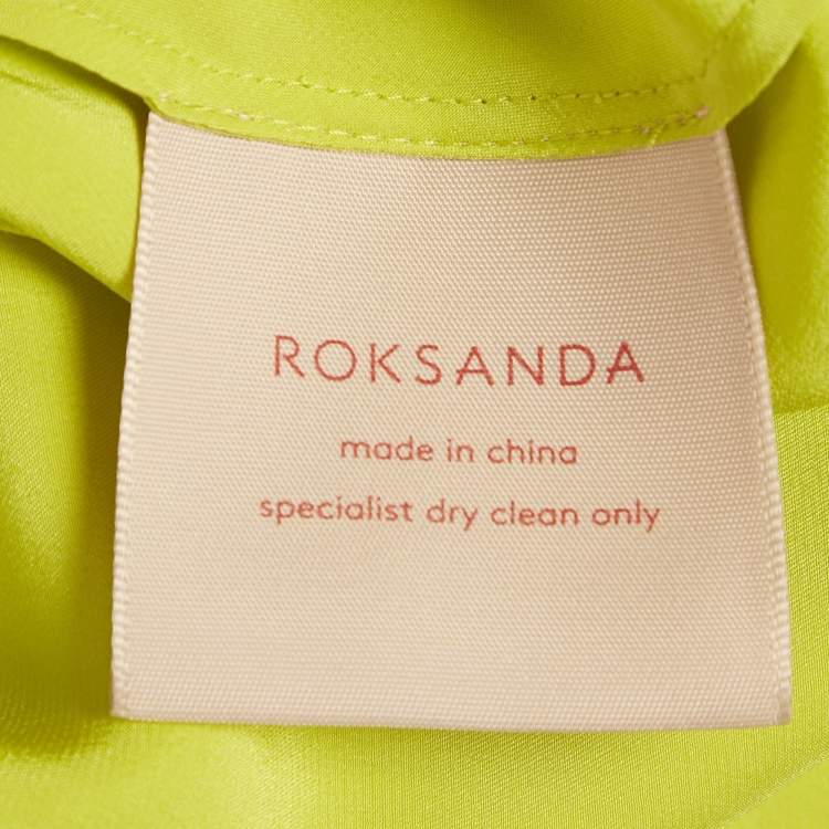 Pre Owned Roksanda Acid Green Satin Flared Maxi Dress M