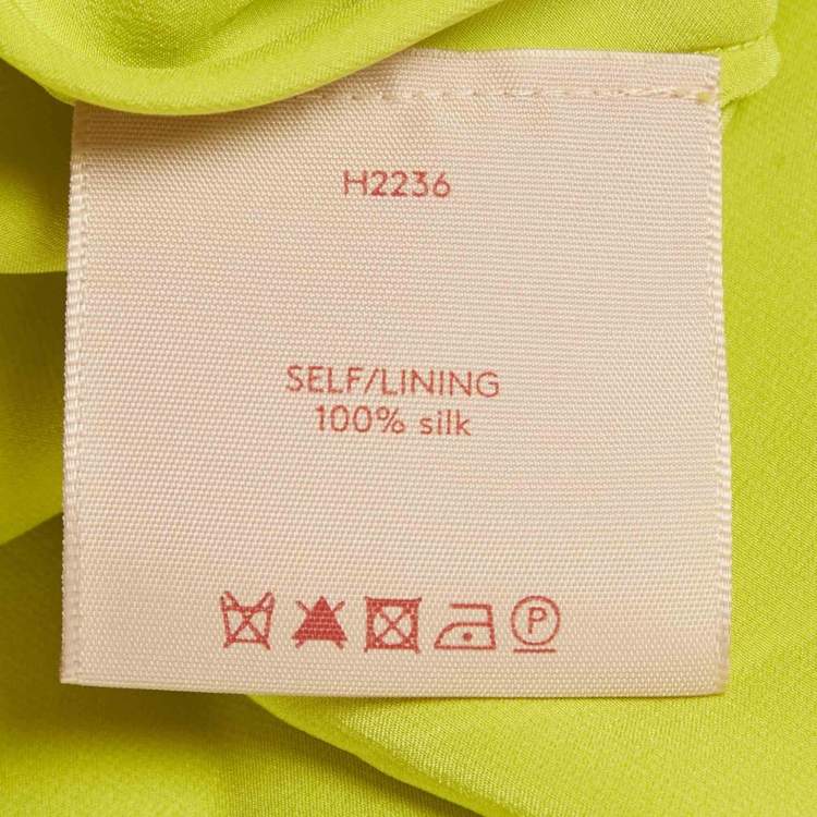 Pre Owned Roksanda Acid Green Satin Flared Maxi Dress M