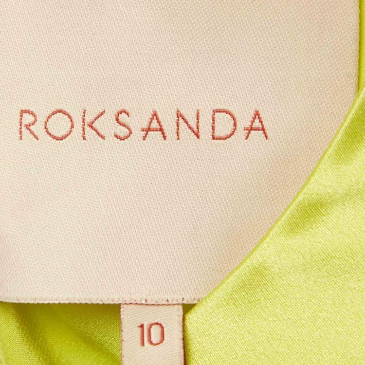 Pre Owned Roksanda Acid Green Satin Flared Maxi Dress M